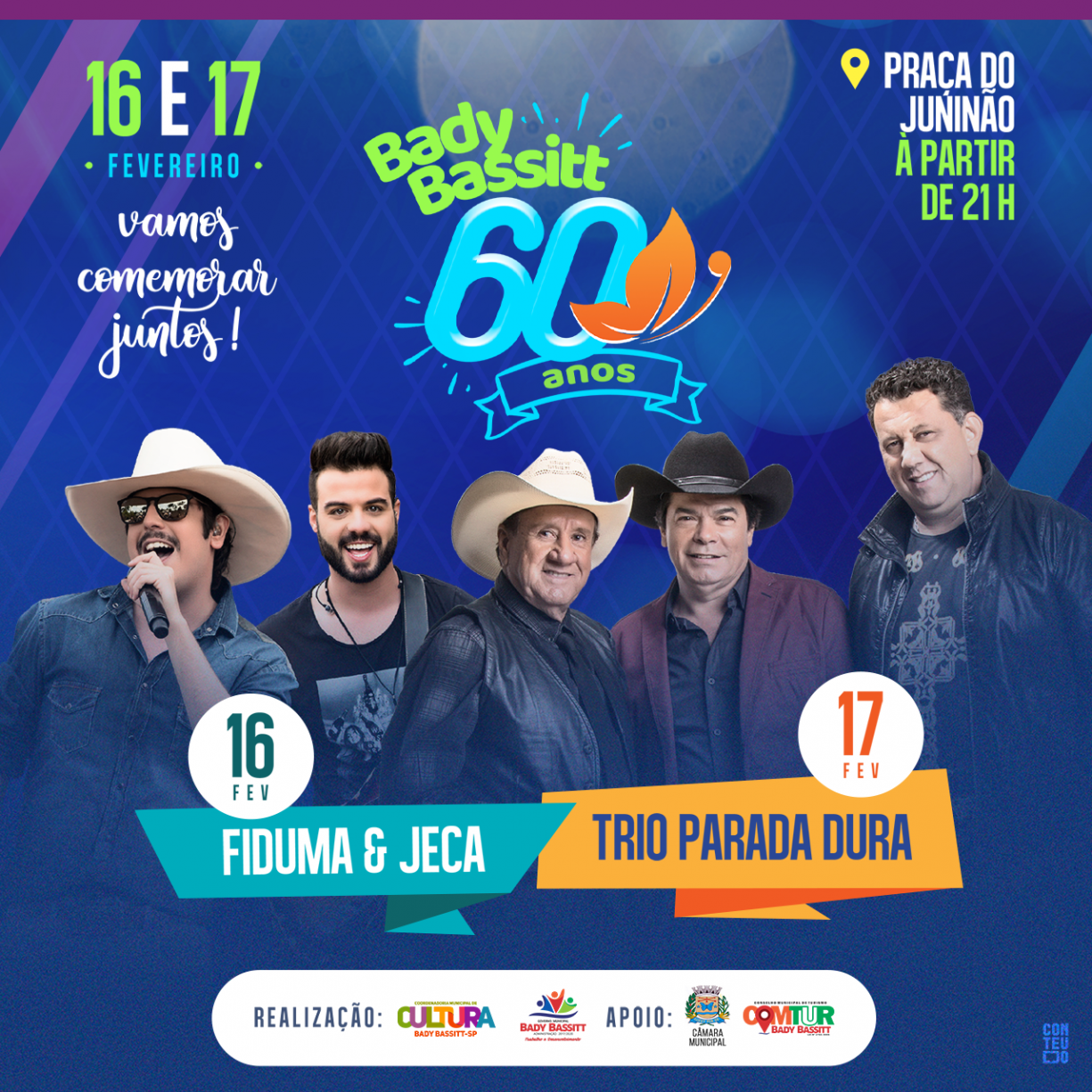 60 anos: Fiduma e Jeca e Trio Parada Dura se apresentam em Bady